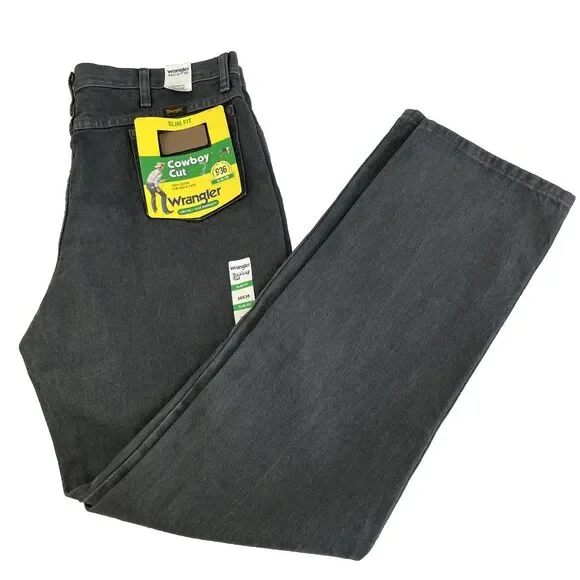 New Mens Wrangler Cowboy Cut 936 Slim Fit Denim‎ Jeans Sz 38x36 Gray NWT