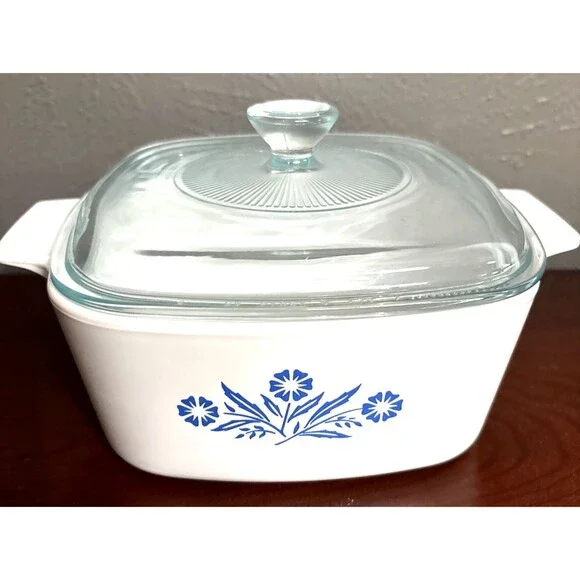 CorningWare 1.5L Blue Cornflower Stovetop Pyroceram Casserole w/ A7C Lid -France