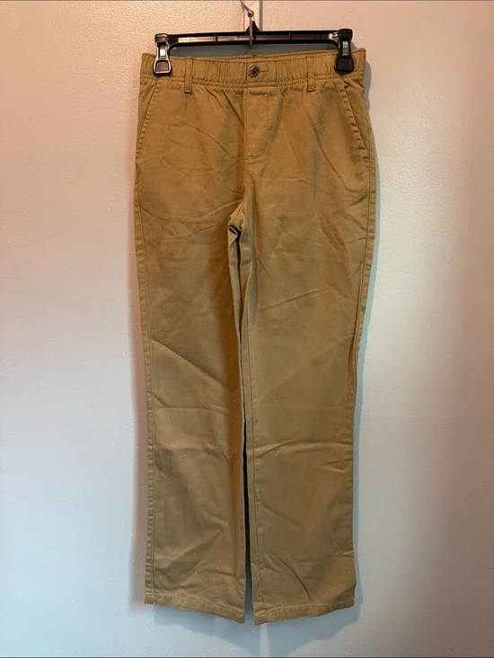 The Children's Place 12 Boys Tan Chino Uniform Pants Pull On Elastic Waist