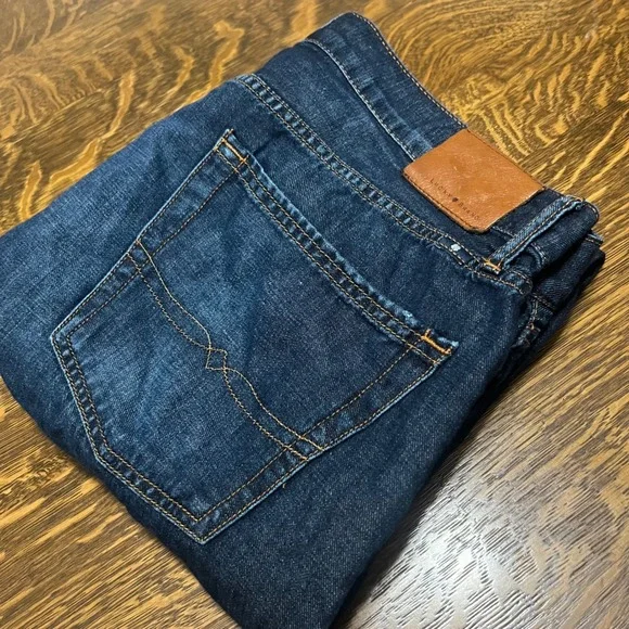 Lucky Brand 363 Vintage Straight Mens 36x34 Dark Wash Cotton Linen Jeans