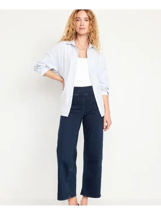 Old Navy High Rise Weekender Wide Leg Pull on Jeans size 10