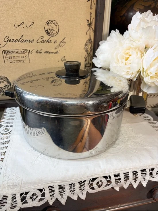 Vintage Revereware copper core stainless steel cookpot large pan