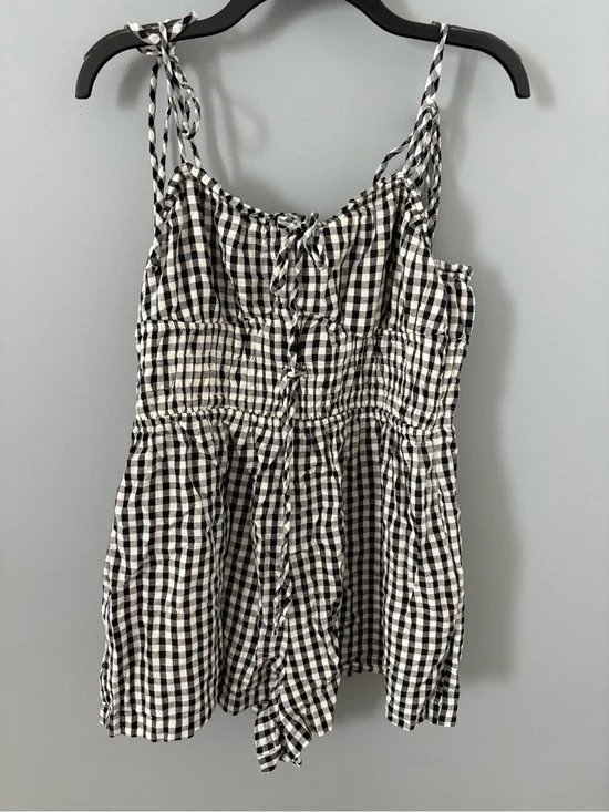 American Eagle Outfitters Black and White Gingham Romper