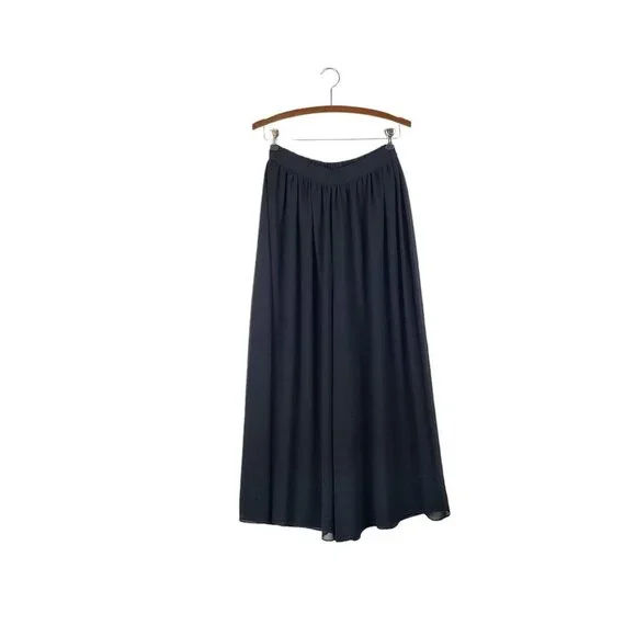 Patricia Moss Palazzo Pants Black Chiffon Pull On Wide Leg Evening Womens Size 6