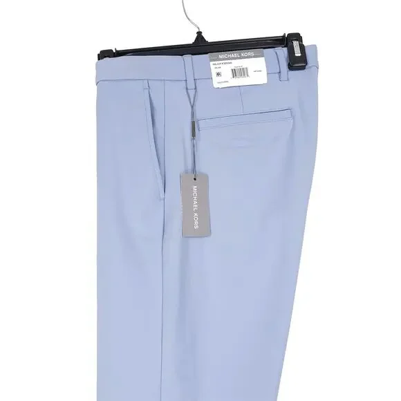 Michael Kors Mens Classic Fit Dress Pant 38x32 Pale Blue Stretch Cotton *Defect*