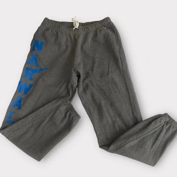 Toddland Mens Sweatpants Large Narwals Narwhals Spellout Cotton Blend Streetwear