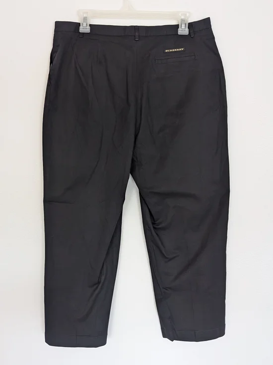 Burberry Black Button Zip Logo Accent Women's Golf  Dress Pants Cotton Blend