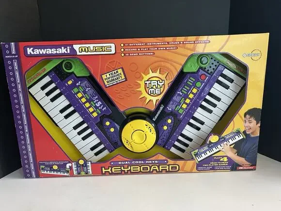 Vtg Kawasaki Dual Cool Keys 48 Foldable Keyboard Electronic Childs Piano 2002