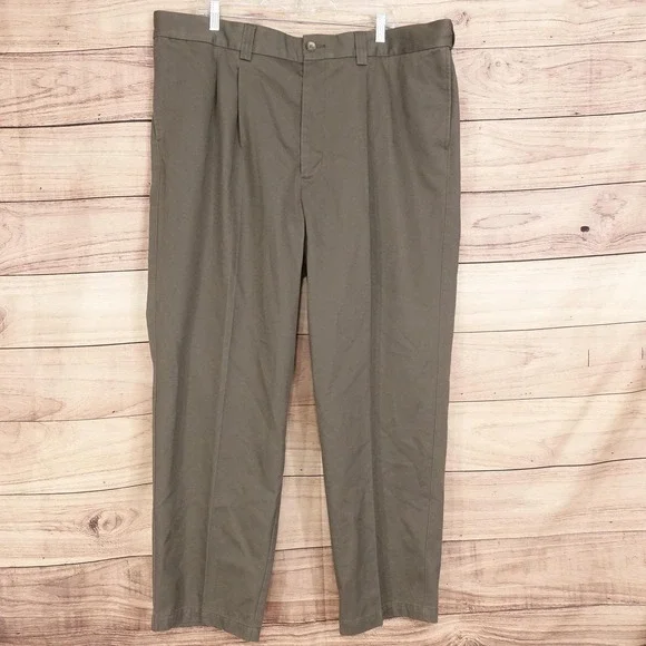 Oak Hill Chino Pants Mens 44x30 Big & Tall Relaxed Fit Pleated