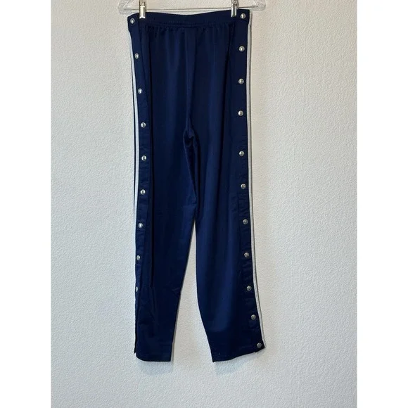 Vtg 90 Adidas Track Pants‎ Navy Mens M Jersey Tear Away Side Snaps 27x29 USA