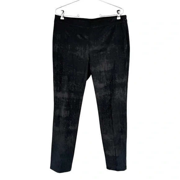 Eileen Fisher Pants Womens Size 10 Black Textured Cotton Blend Side Zip 29in