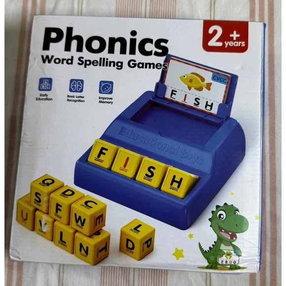 Phonics Word Spelling Games Educational Toy Toddler Learning Set Ages 2+ Blue