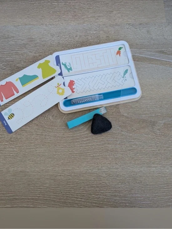 LOVEVERY Trace & Erase Wooden Board Activity Set with Tracing Cards & Eraser