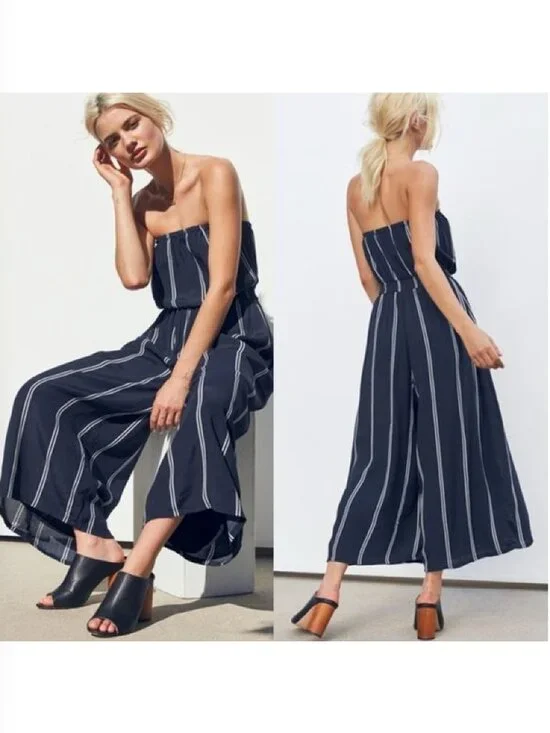 UO Silence+Noise Stripe Strapless Romper Jumpsuit