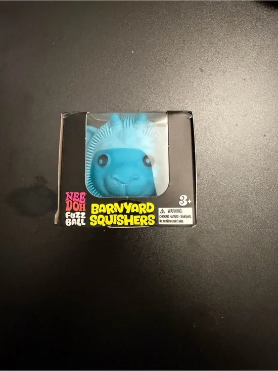 NEE DOH Barnyard Squishers Blue Fuzz Ball Toy
