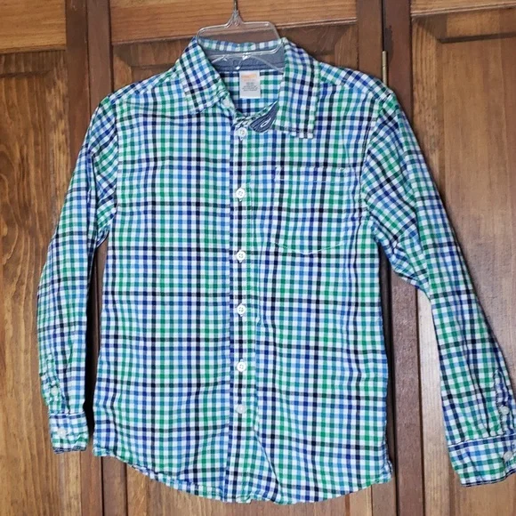 Gymboree Boys Grizzily Ridge Adventure Green Gingham Shirt