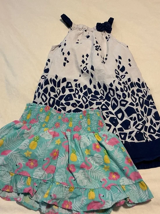 Gymboree Summer Dress size 6 and skirt Flamingo Ruffle size 7