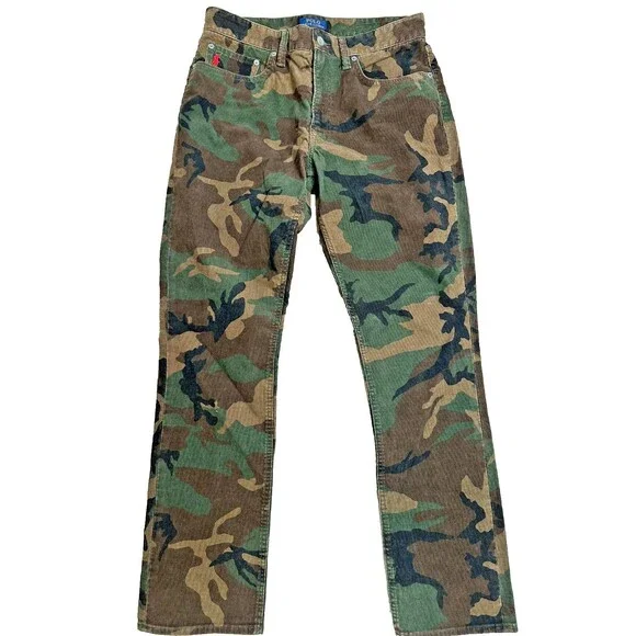 Ralph Lauren Camo Cords Classic Preppy Neutral Streetwear Straight Leg 32x32