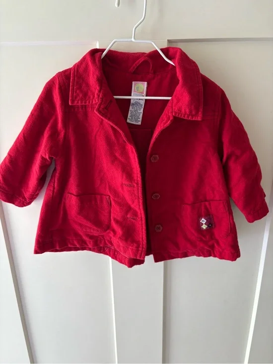 Vintage 2001 Gymboree Mad About Plaid Red Jacket Dress Coat Y2K 12-18 Patch Fall