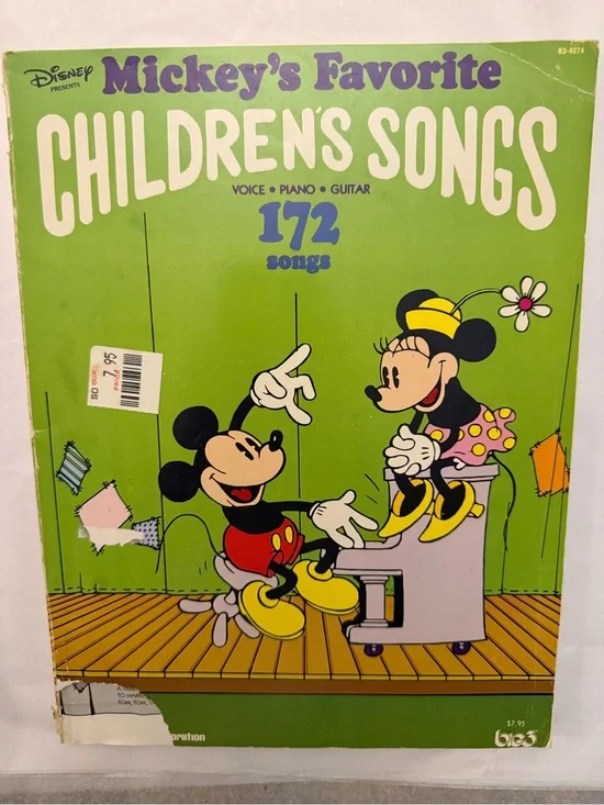 VTG Disney Mickey & Minnie Children's Songs Book Piano voice guitar sheet music