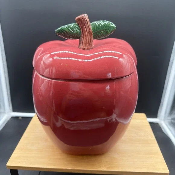Red Vintage Ceramic Apple Cookie Jar