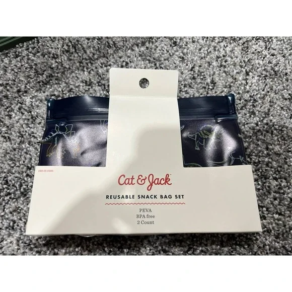 Cat & Jack Reusable Snack Bags Food Grade Silicone BPA Free 2 Count