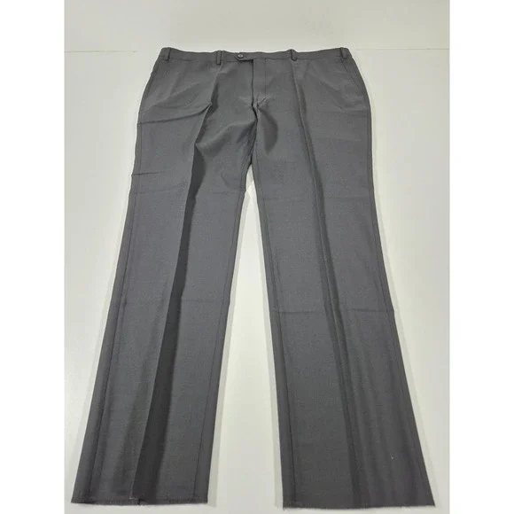 Giles & Jasper Dress Pants Mens 45x36 Black Wool Stretch Flat Front Modern Fit