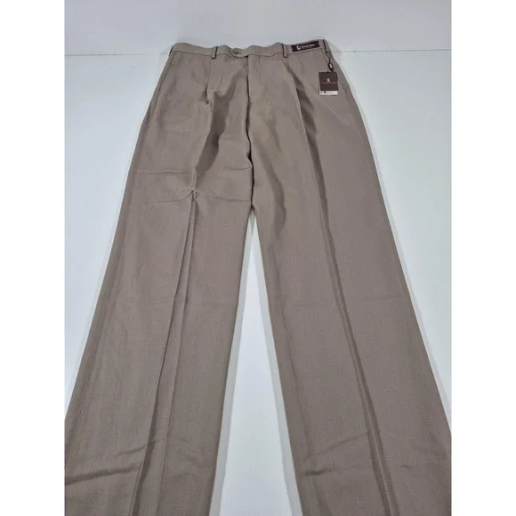 Cianni Cellini Dress Pants Mens 40x36 Tan SuperGab Wool Pleated Capri 1P NWT