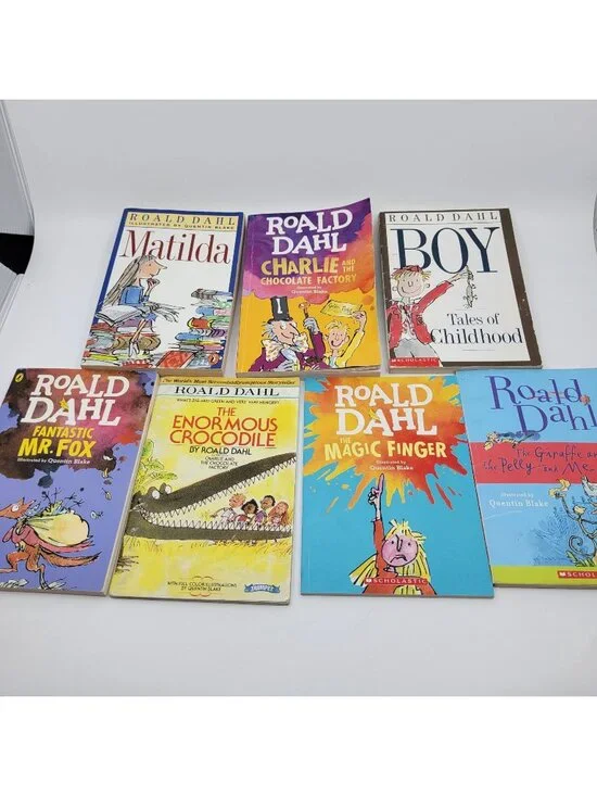 ROALD DAHL Lot of 7 Books (Charlie, Matilda, Fox, Croc, Finger, Pelly, Boy) - BK