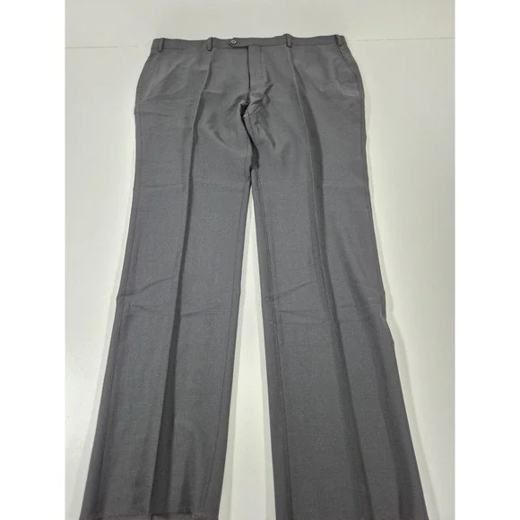 Giles & Jasper Dress Pants Mens 45x36 Black Wool Stretch Flat Front Unhemmed