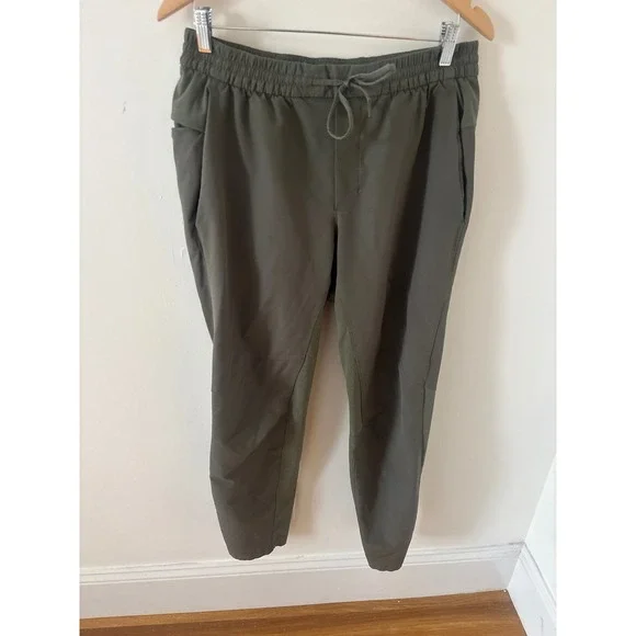 Lululemon Lab Mens Jogger Pants Olive Green Ripstop Tapered Activewear Large