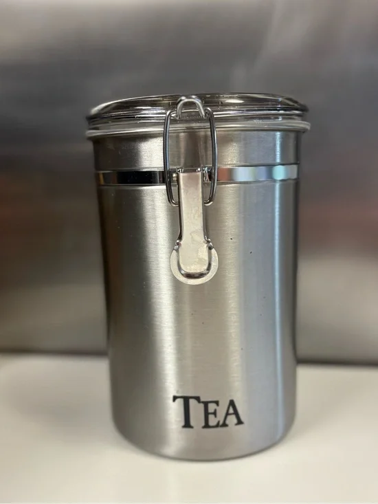 Tea Canister Airtight Storage Jar - Silver 62 fl ounces