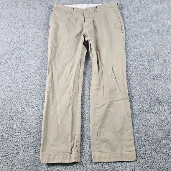 Polo Ralph Lauren Pants Mens 36x30 Beige Chino Classic Flat Front Preppy Casual