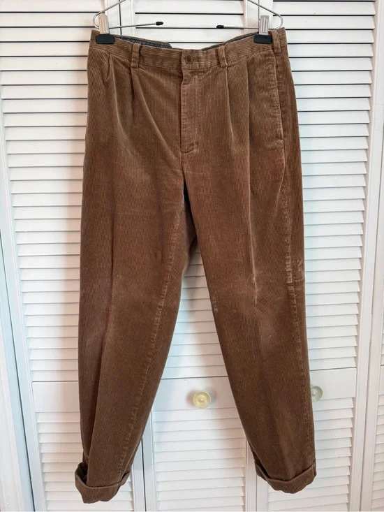 Brooks Brothers Mens Elliot Dark Brown Corduroy Pants Size 34 Office Academia