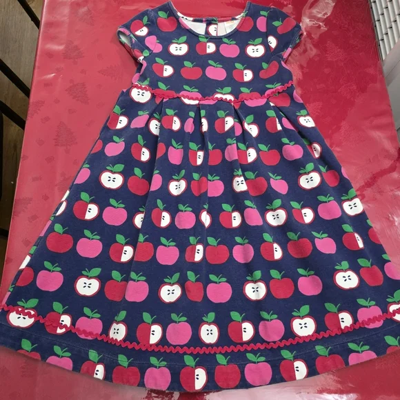 Gymboree Girls Apple Print Peplum Fall Back to School Dress Size 10