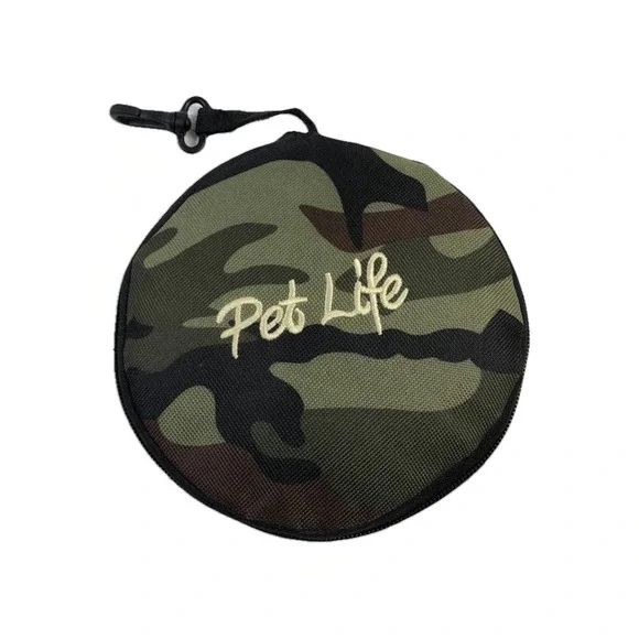 Pet Life Portable Collapsible Travel Pet Bowls for Water and Food Camping‎ Camo