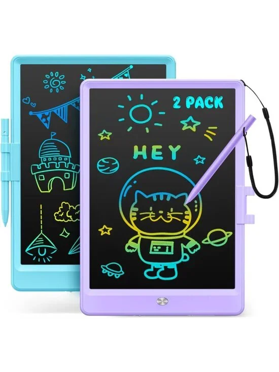 Colorful LCD Writing Tablet 2-Pack | Reusable Doodle Board for Kids, Educational