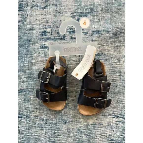NWT! Gymboree Tan Black 2 Strap Sandals Size 4