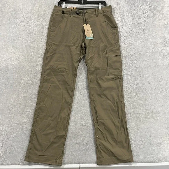 Prana Men's Stretch Zion Pant II Slate Green Hiking Outdoor 31x32 Roll Up Belted