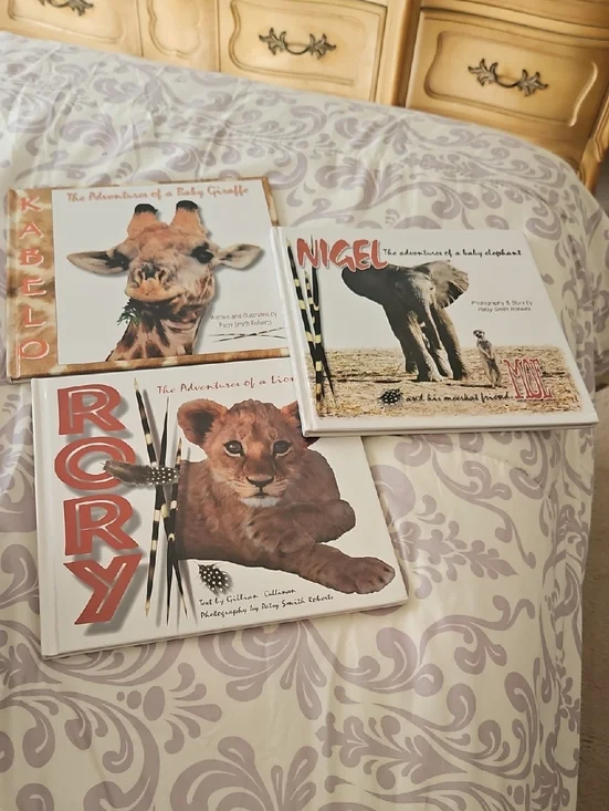 Childrens Books  Set Of 3 Hard Copy Elephants Giraffe Lions. Patsy Smith Roberts