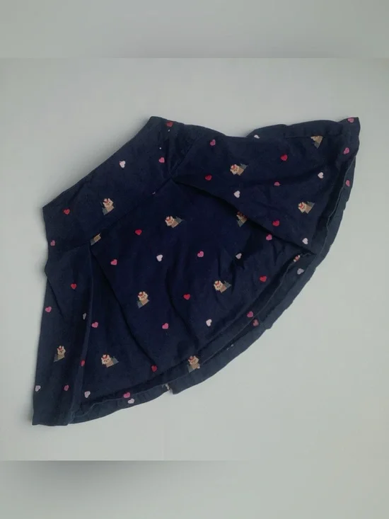 Gymboree Navy Scottie Dog Skirt with Pink Hearts