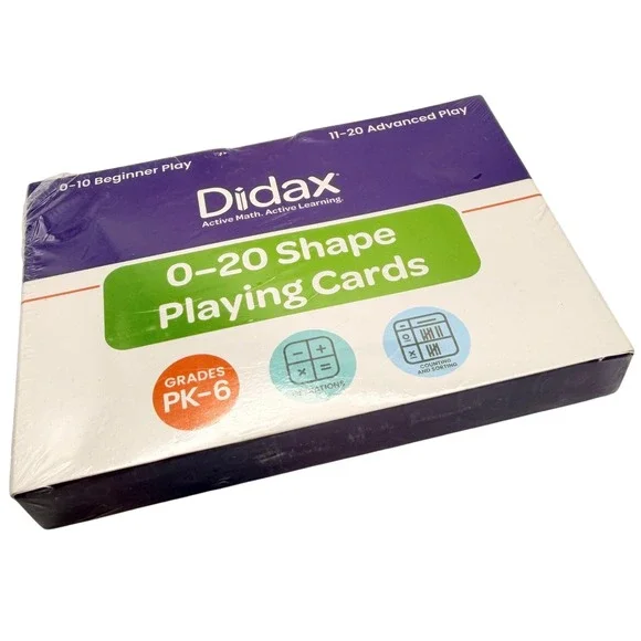 Didax Kids 0-20 Shape Playing Cards Math Educational Learning Game Homeschool