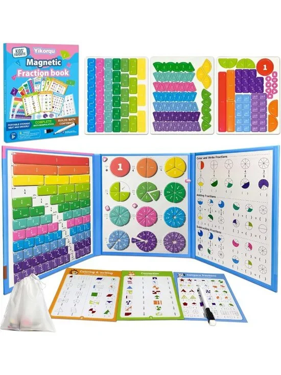 Magnetic Fraction Playbook 164 PCS - Montessori Math Manipulatives for Kids