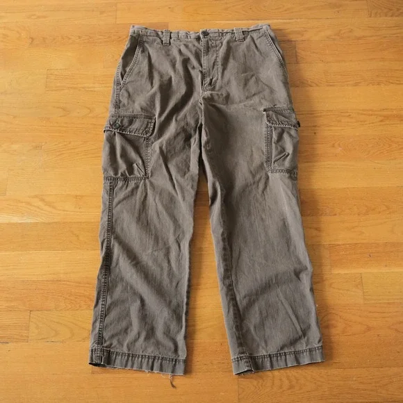 Dockers Cargo Pants Mens Brown Relaxed Fit Distressed Gorpcore 34x32 Flat Front‎