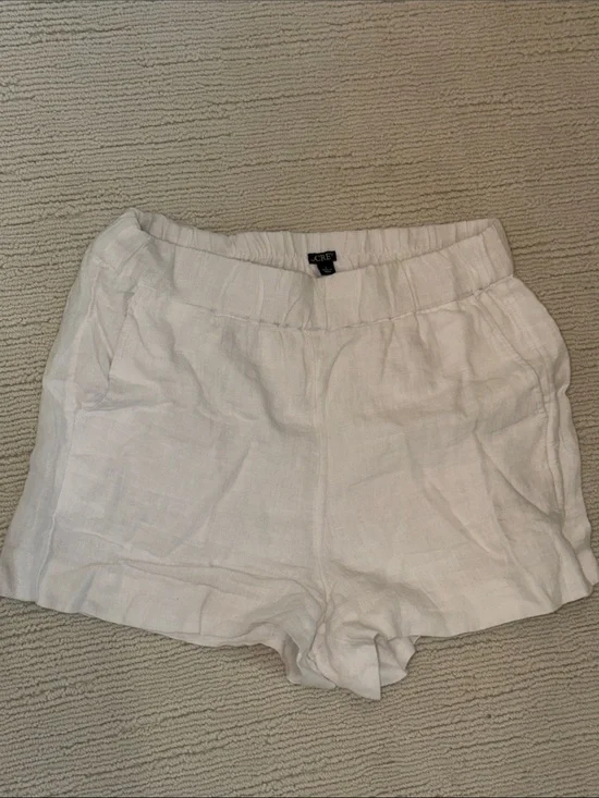 J. Crew White High-Waist Linen-Blend Pull-On Shorts size small