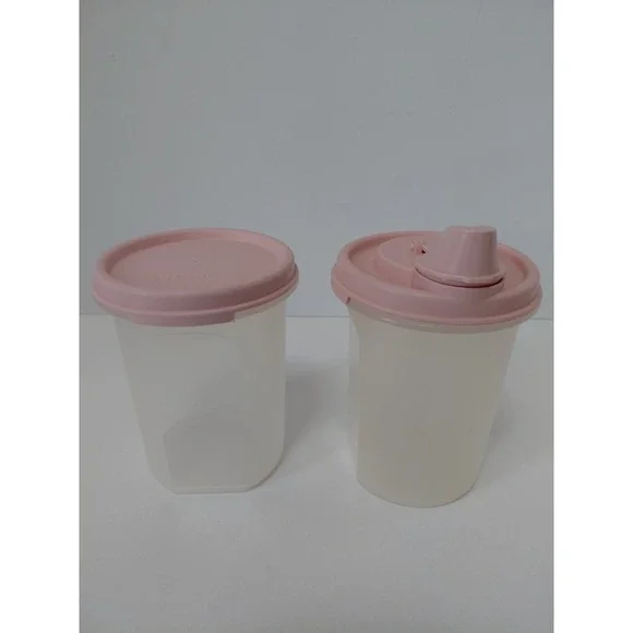 Tupperware‎ 1606 Modular Mates Round #2 Containers 15 oz Pink Seal Set of 2 VTG