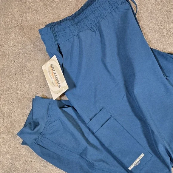 Skechers by Barco‎ Pants Womens 3XL Navy Scrub Cargo Drawstring Stretch Wicking