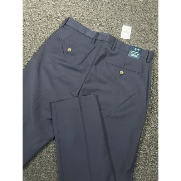 New J Crew Thompson Dress Pants Men 30x32 (Fits 32x32) Blue Tapered Wool Stretch