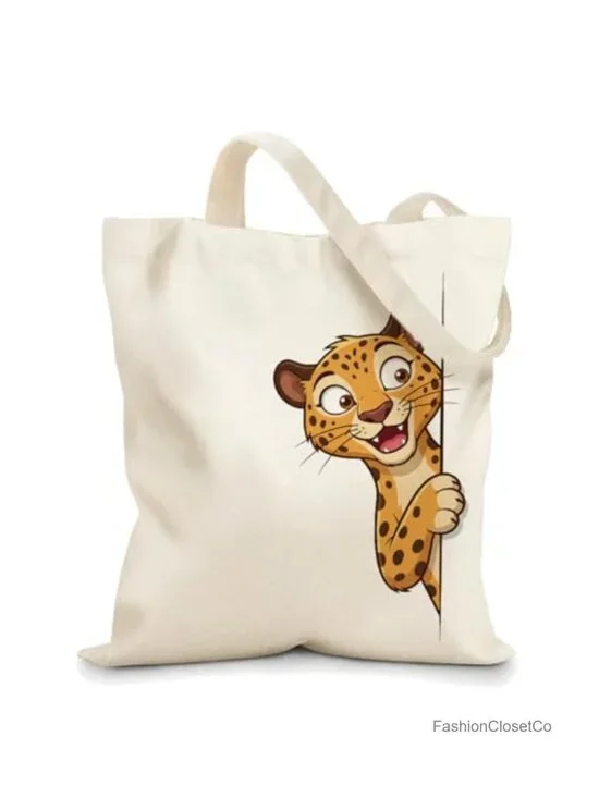 Canvas Tote Bag for Shopping Beach Work, Zippered Inner Pocket, Reusable
