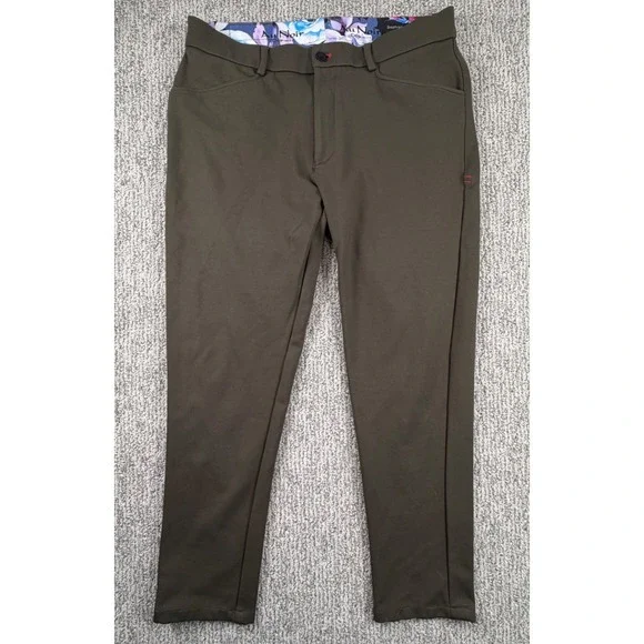 Au Noir Sophisticated Infinity Pants Mens 34 Olive Green Stretch Chino Slim‎